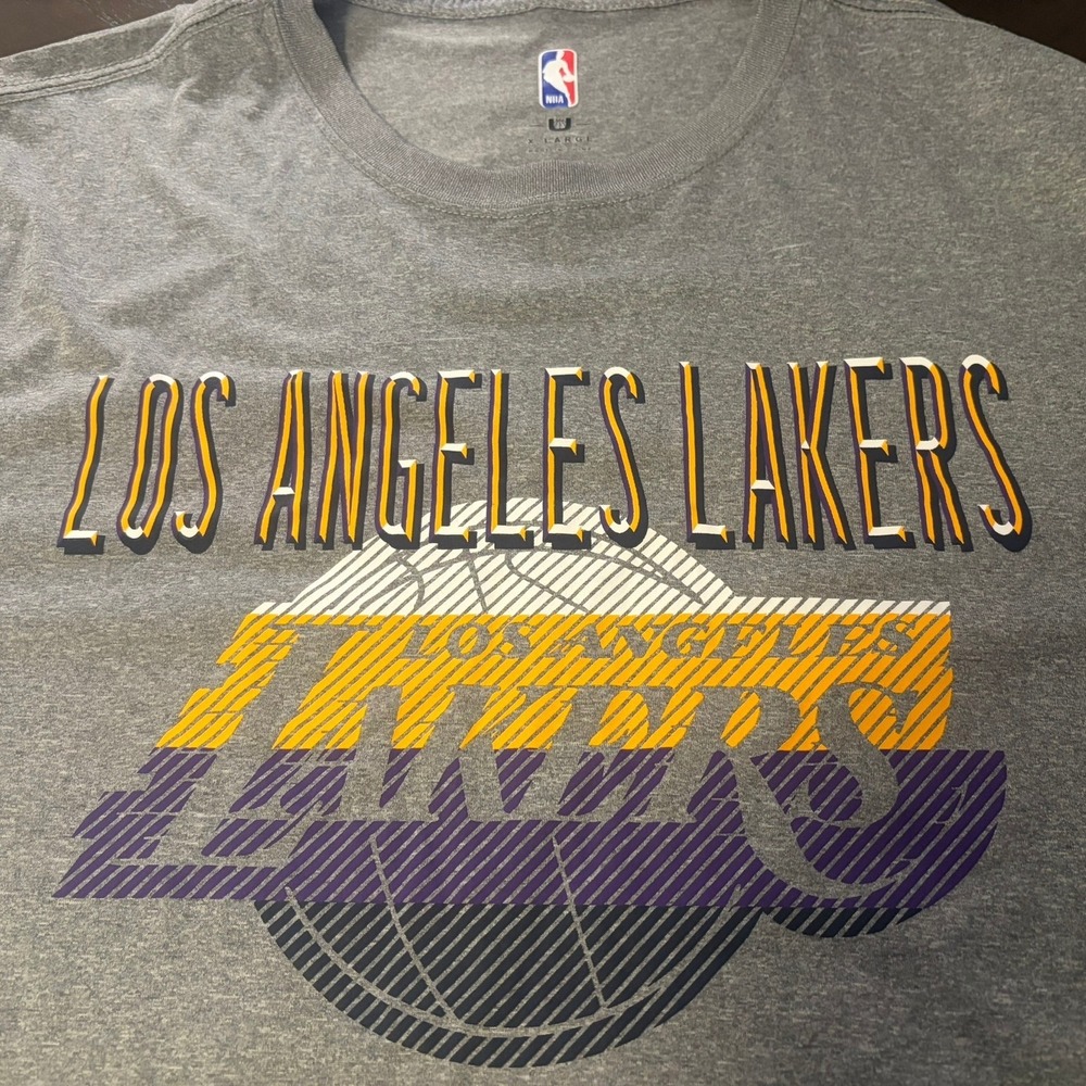 NBA Los Angeles Lakers LeBron James 23 Gray Performance T-Shirt Mens XL